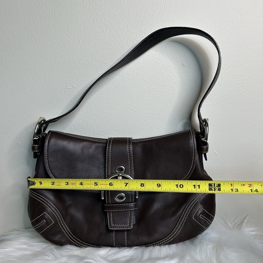 Coach Soho Buckle Flap Dark Brown Leather Shoulder Bag F10192 Good - Picture 9 of 11